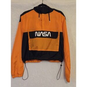 Chemistry Neon Orange/Black Unisex Large NASA‎ Windbreaker Jacket Anorak Hooded